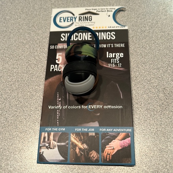 Every Ring 11.5-12 Size Silicone Ring Varied Color 5 Pack - Picture 2 of 3